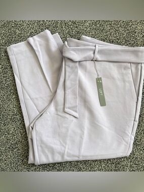 Loft Plus Marisa Women’s Belted Pants Trouser Lavender Size 22 Straight Leg